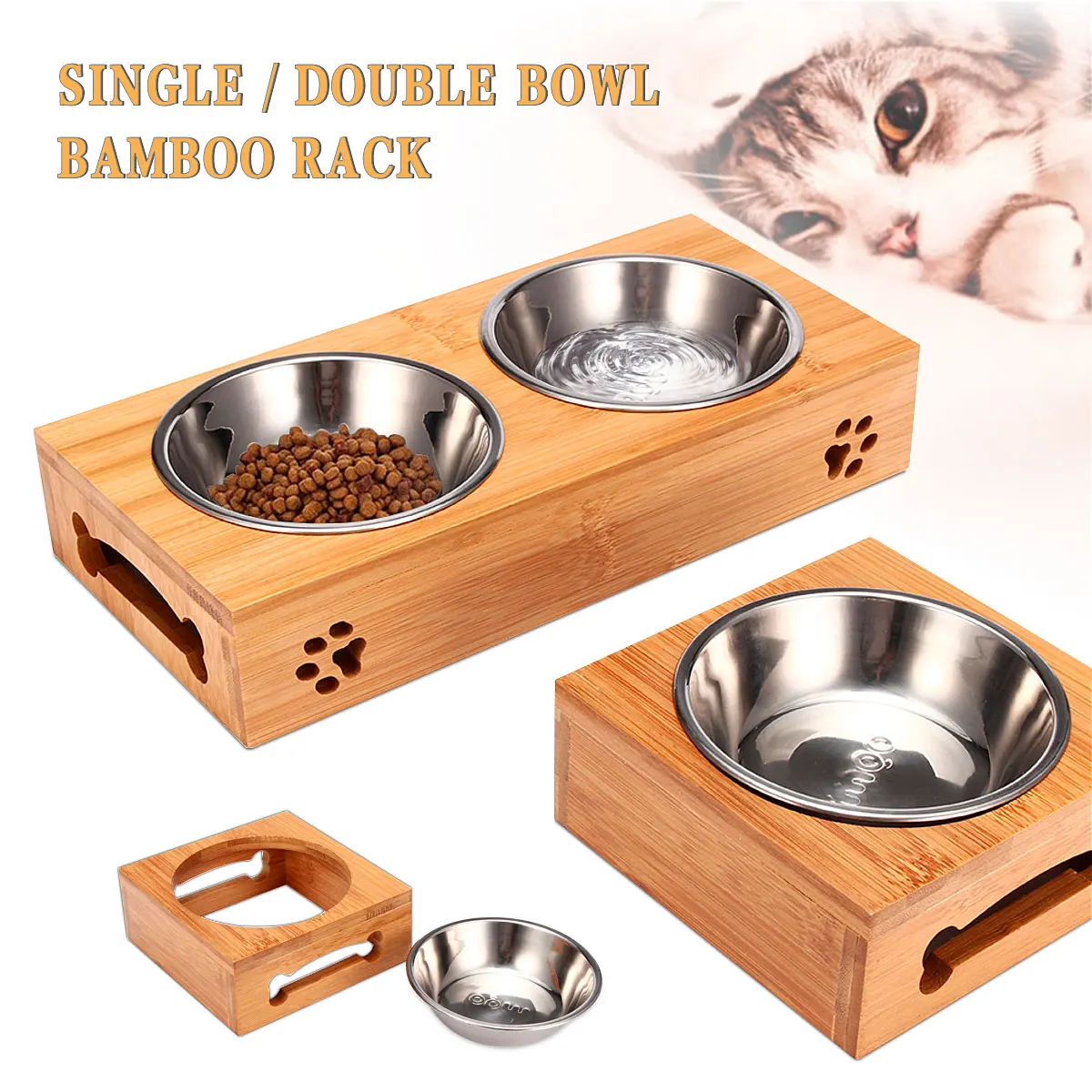 Food Storage And Safety - Mangkuk Kucing Bentuk Beruang dari Bambu,