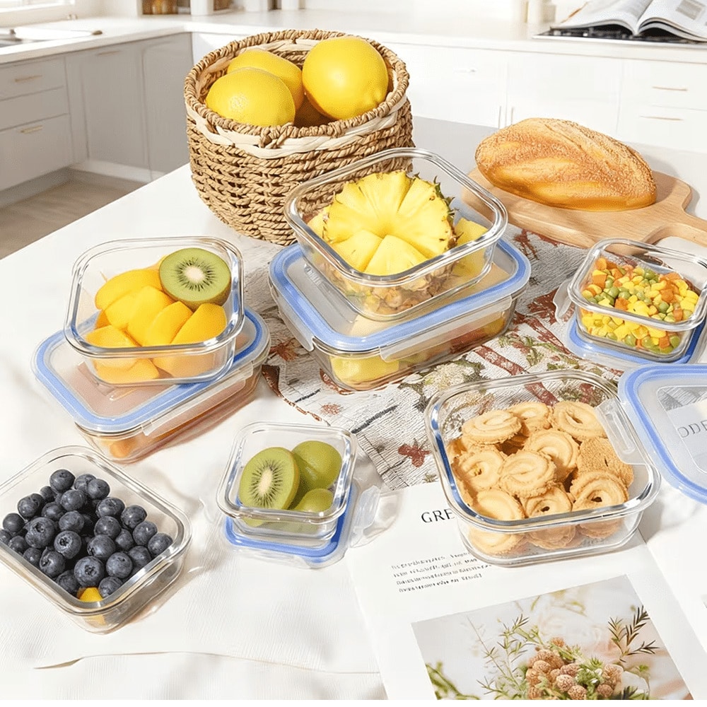 Food Storage Glass Box - 16 Wadah Penyimpanan Makanan Kaca Tertutup,
