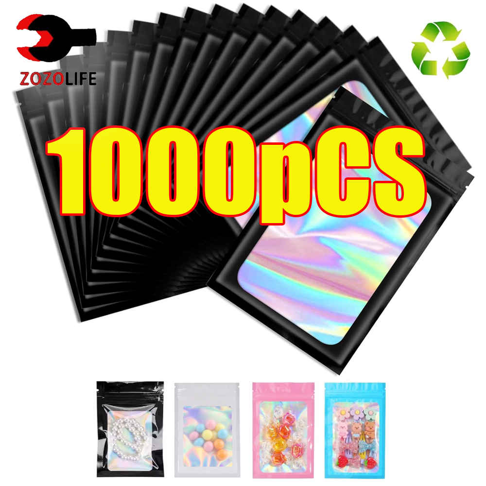 Food Storage Ziploc Bags - 10-1000Pcs Tas Ziplock Holografik Plastik Hitam