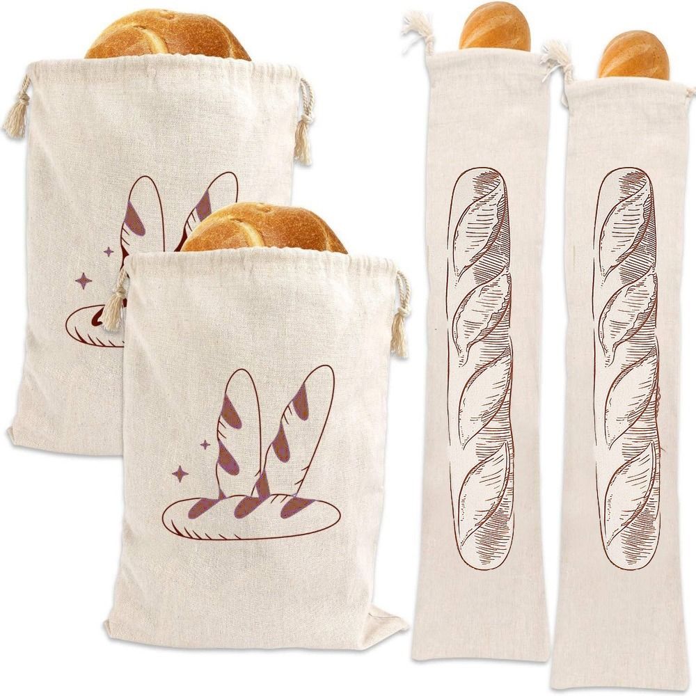 Food Storage Reusable Bags - 2 Buah Tas Roti Linen Besar