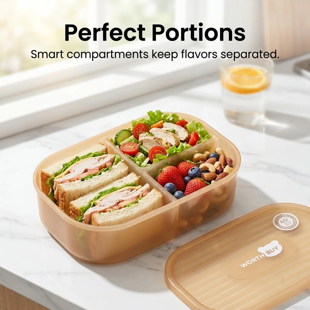 Kotak Bento Plastik yang Dapat - Food Storage With Dividers ulasan dan harga