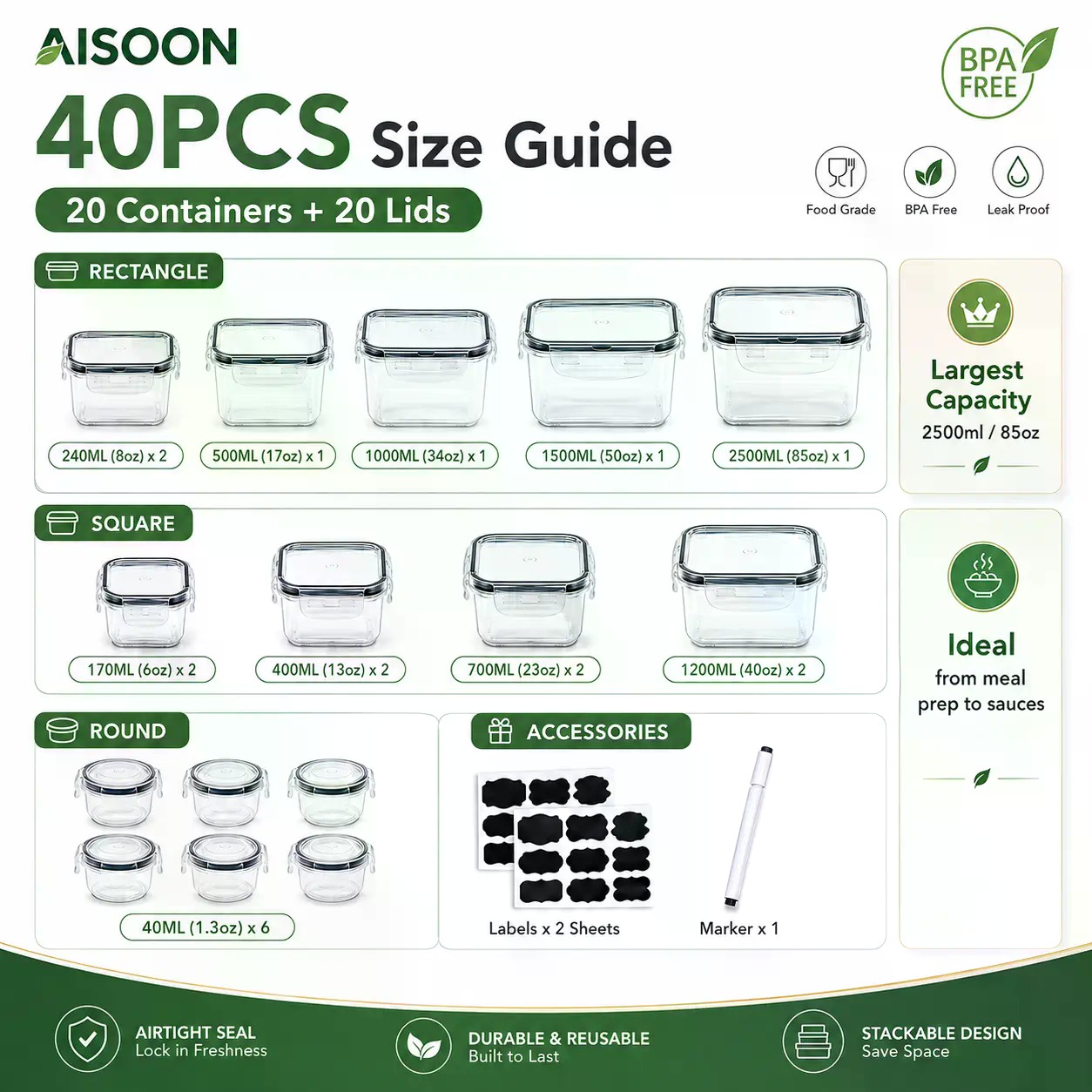40 PCS Set Wadah Penyimpanan M - Food Storage Bowls ulasan dan harga