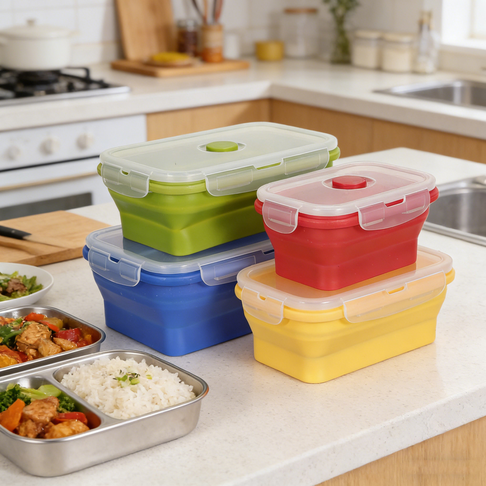 4 Buah Kotak Makan Silikon yan - Food Storage Home ulasan dan harga