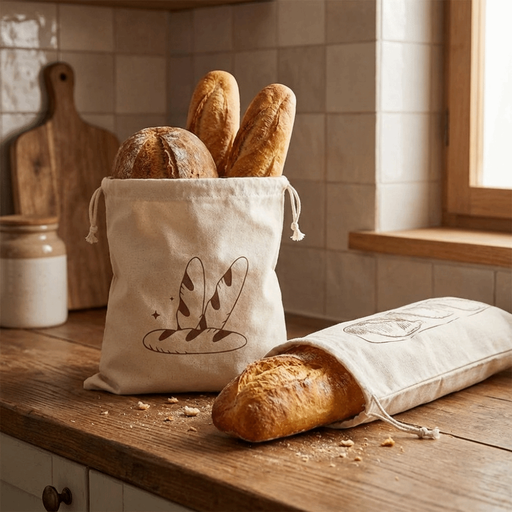 2 Buah Tas Roti Linen Besar Ra - Food Storage Reusable Bags ulasan dan harga